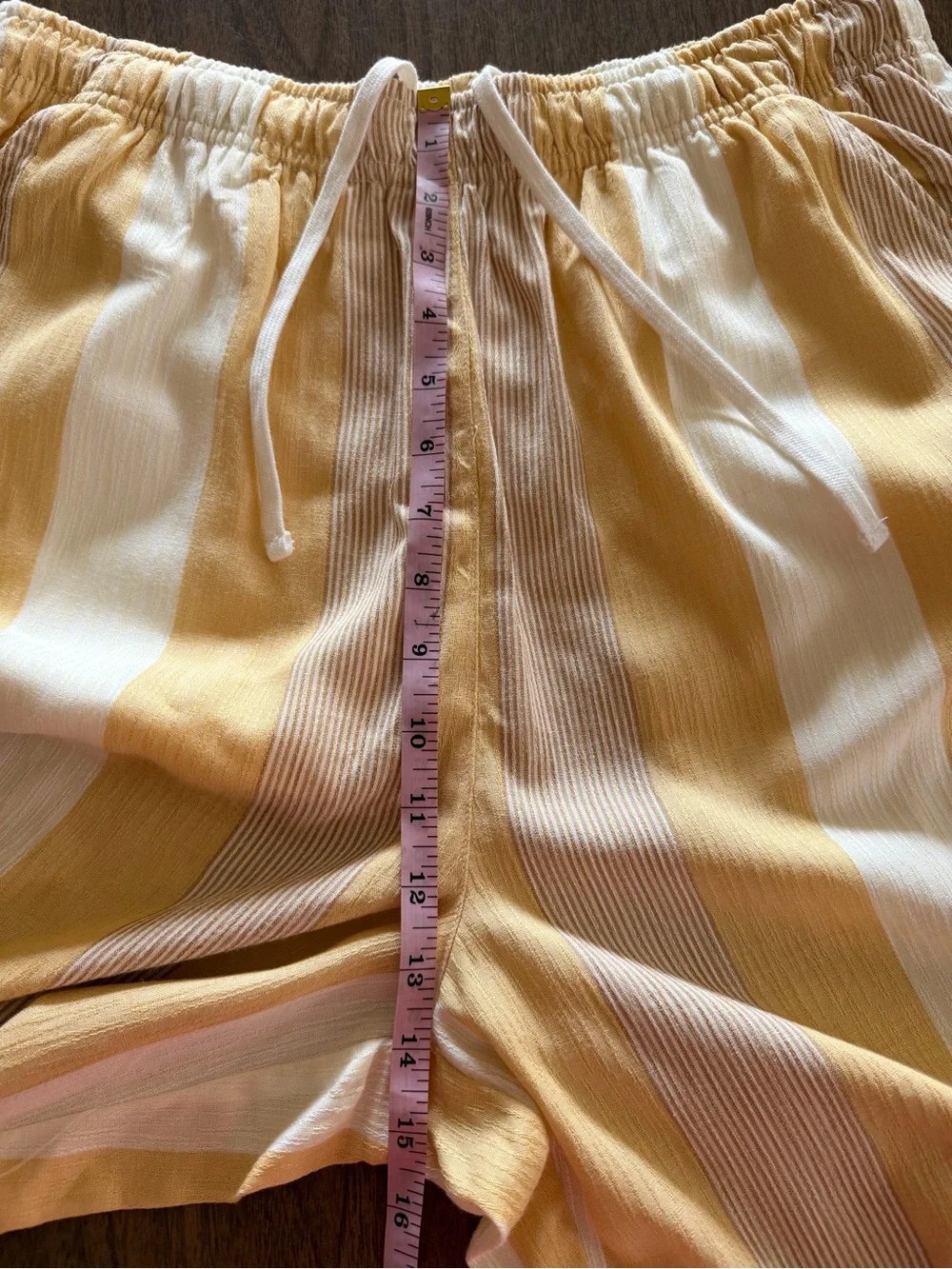 Men's Standard Cloth Yellow & White Striped Linen Blend Beach Pants L NWT *Firm*
